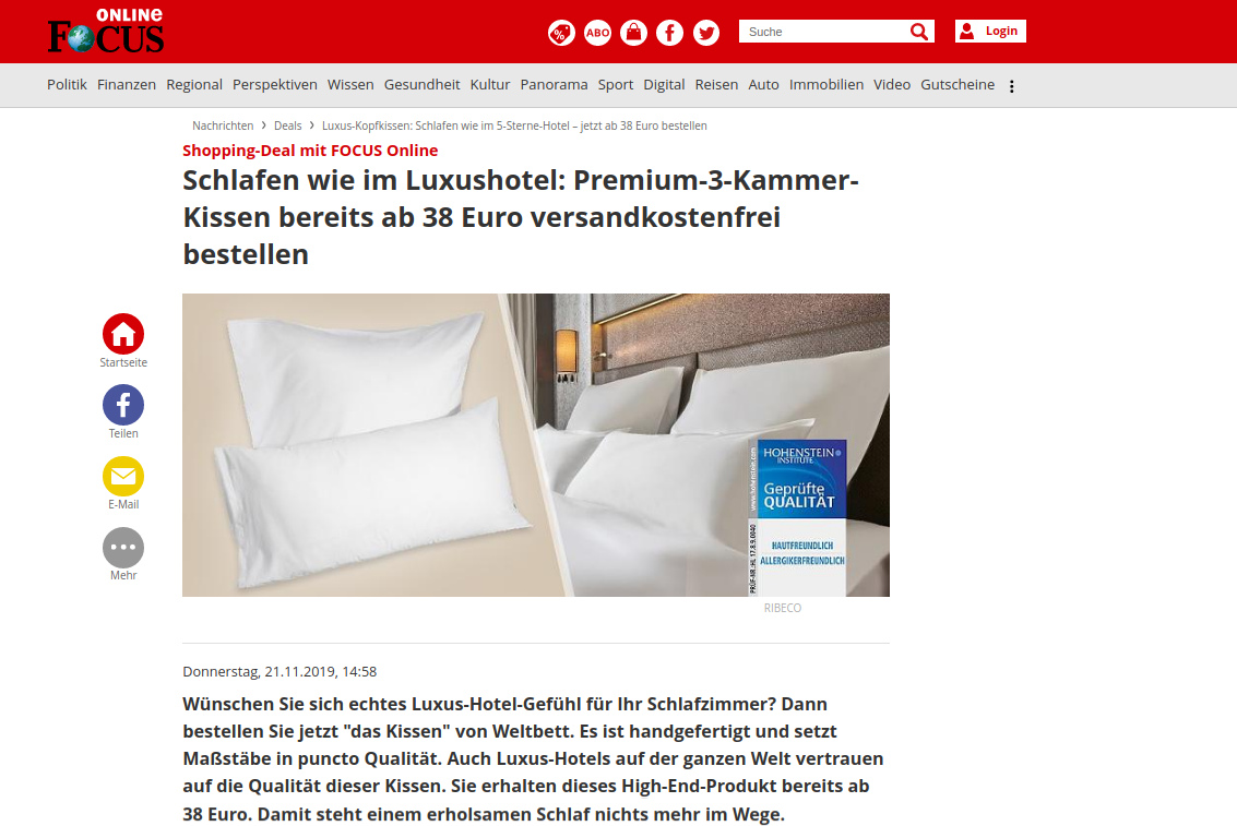 FOCUS Online Weltbett Bericht